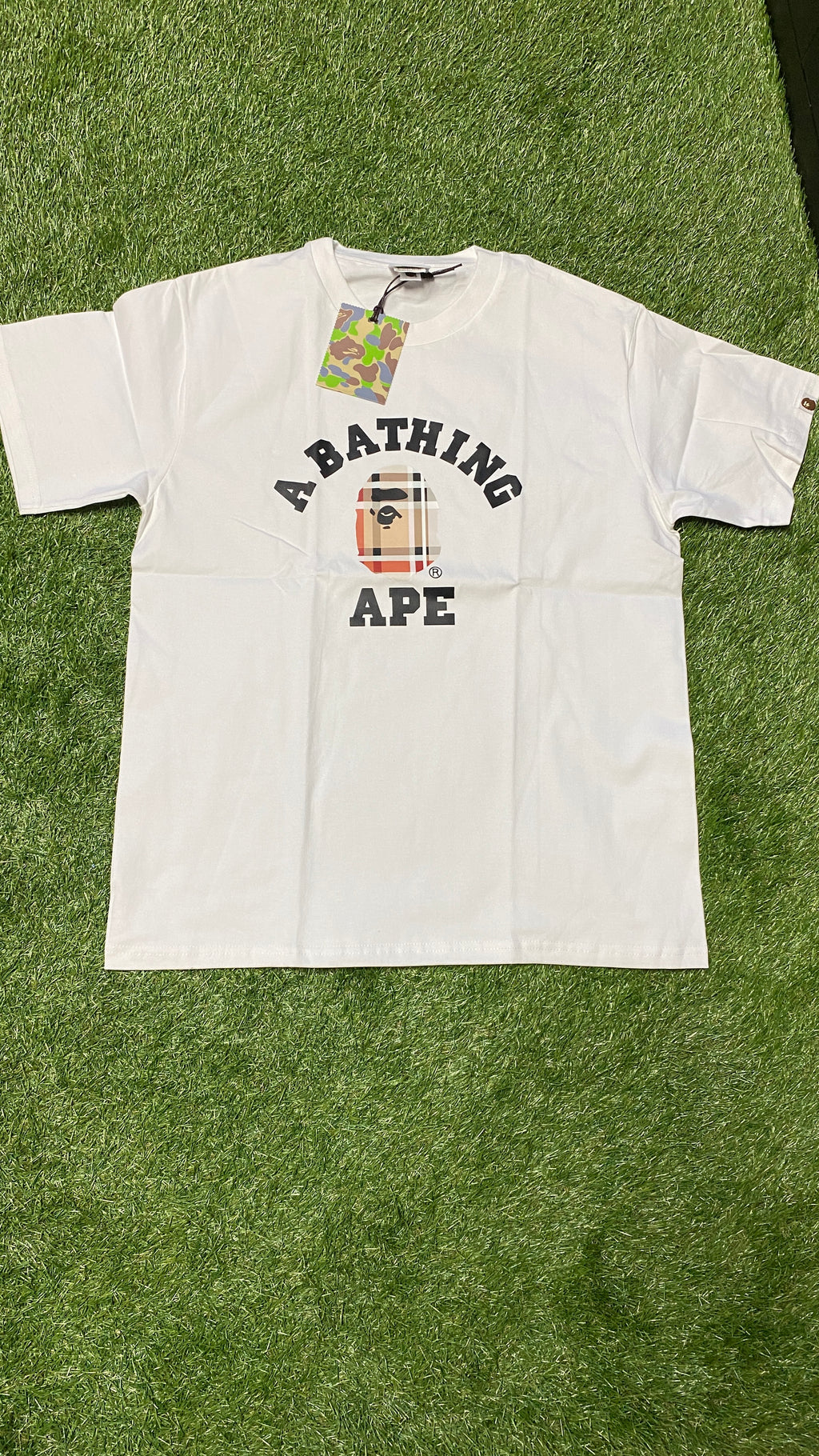 APE White Small Check T Shirt