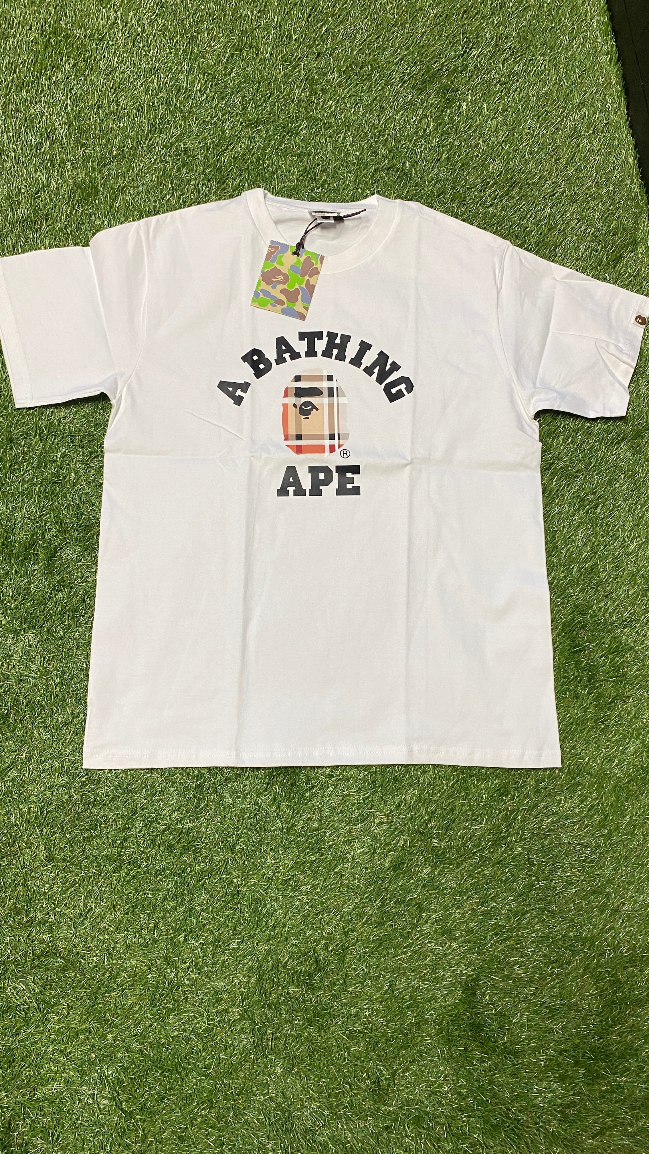 APE White Small Check T Shirt