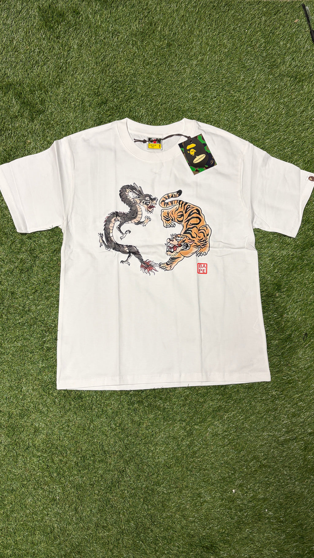 White Dragon & Tiger Graphic T-Shirt