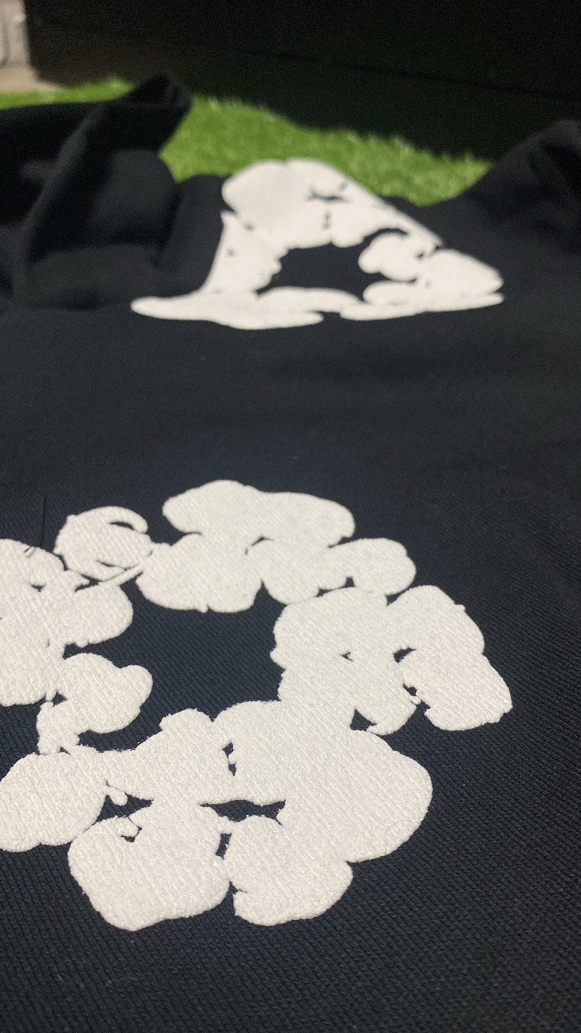 Black and White Cotton Wreath Hoodie