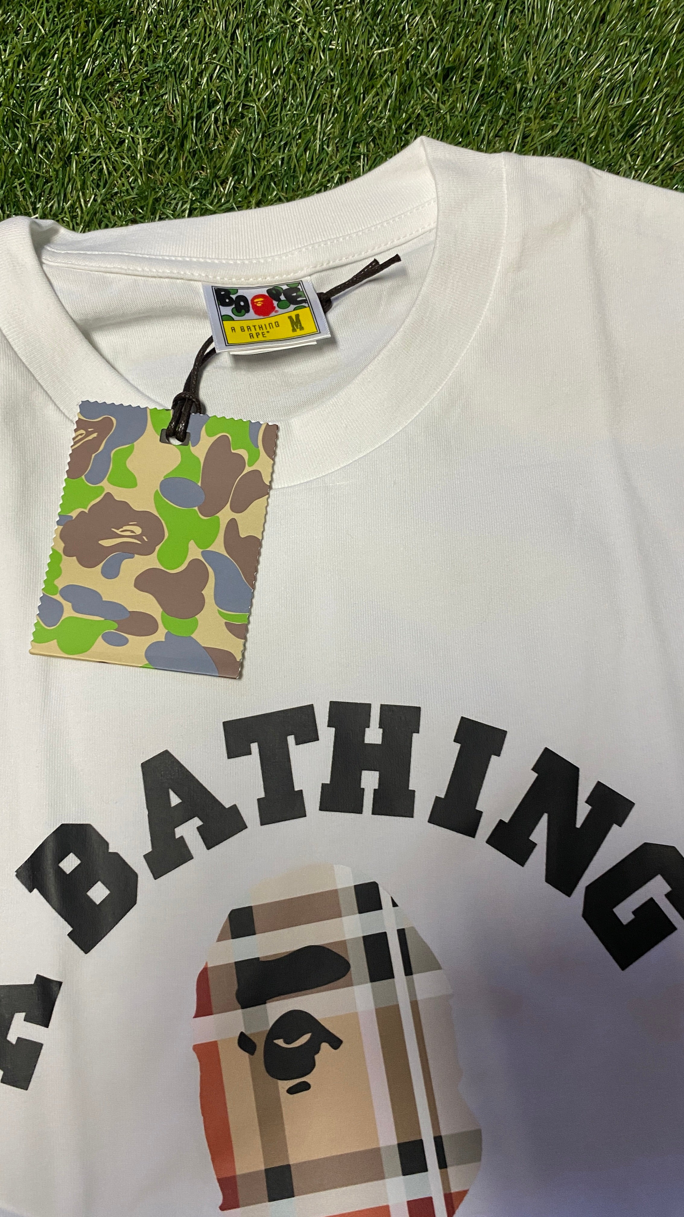 APE White Small Check T Shirt