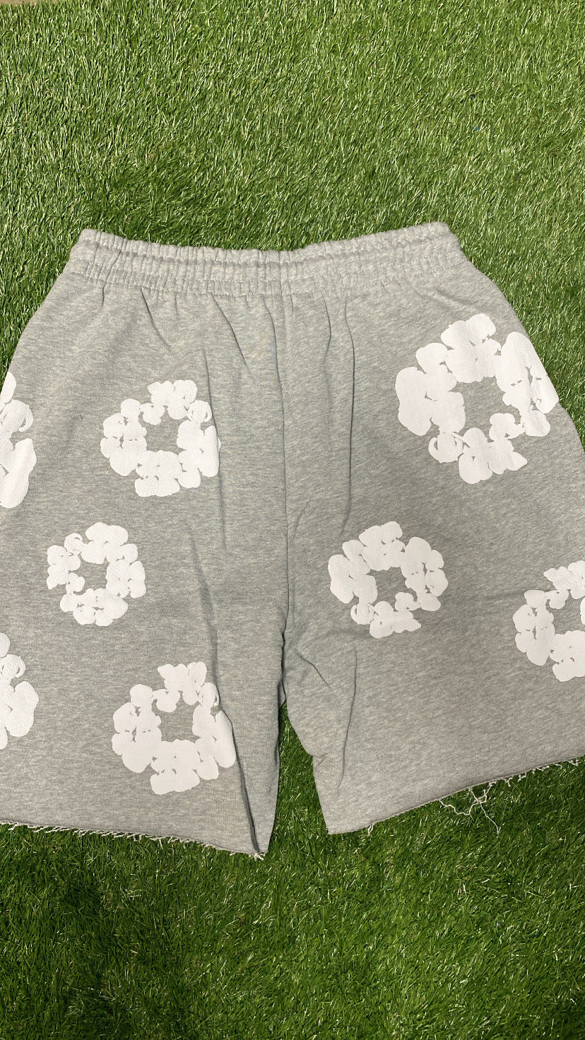 Gray Cotton Wreath Shorts