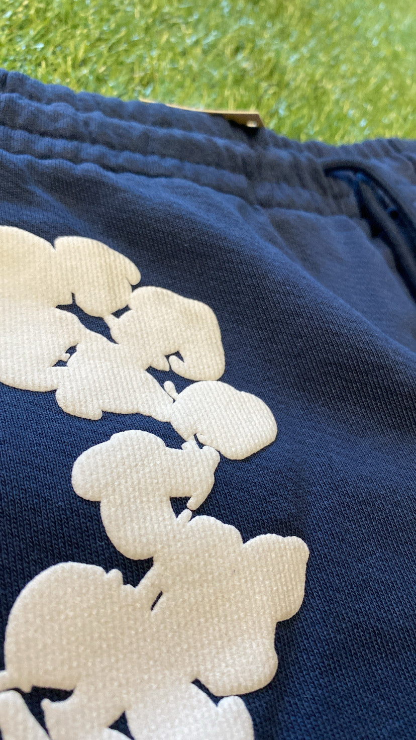 Navy Blue Cotton Wreath Shorts