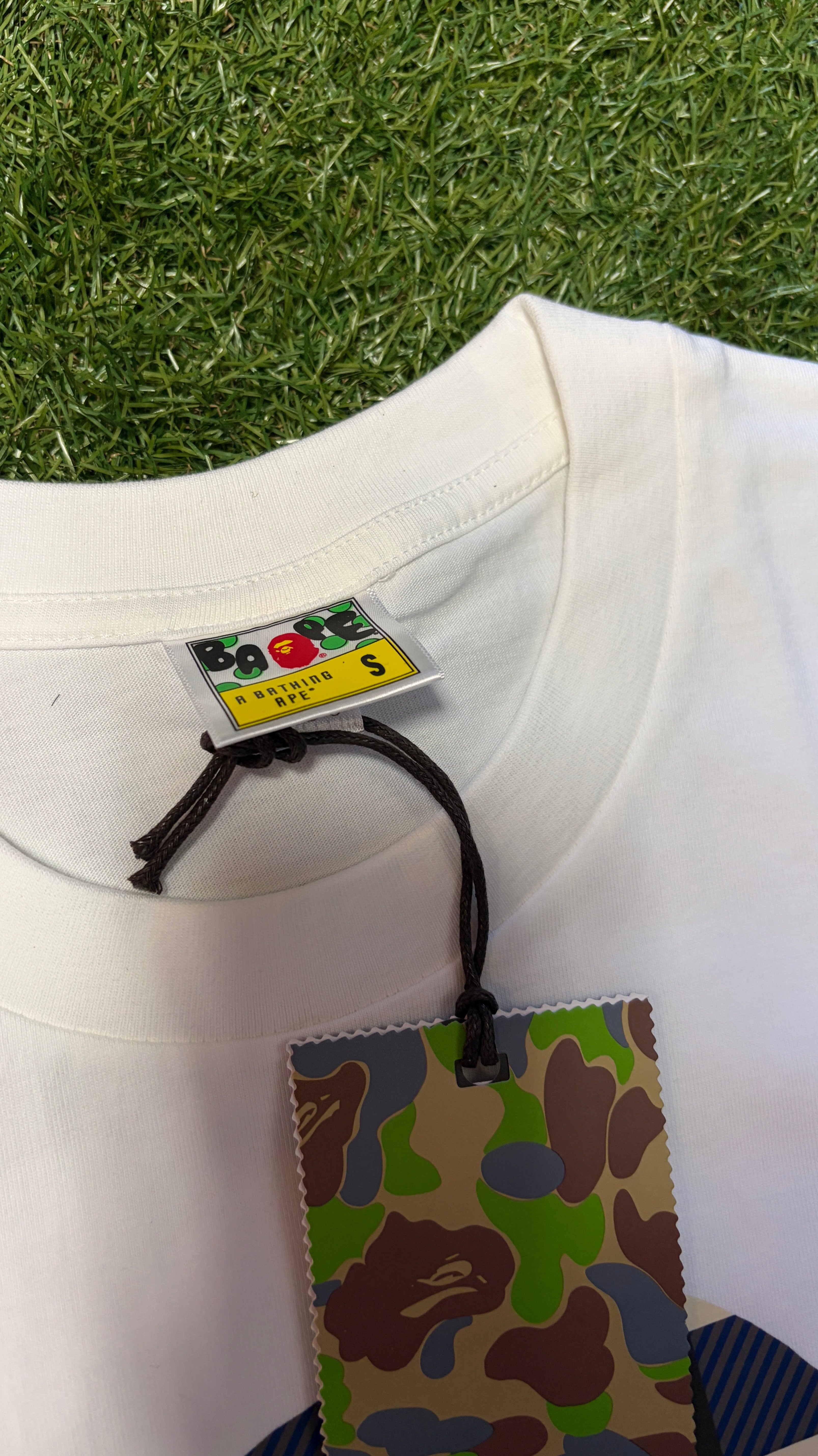 APE White & Blue Check T Shirt
