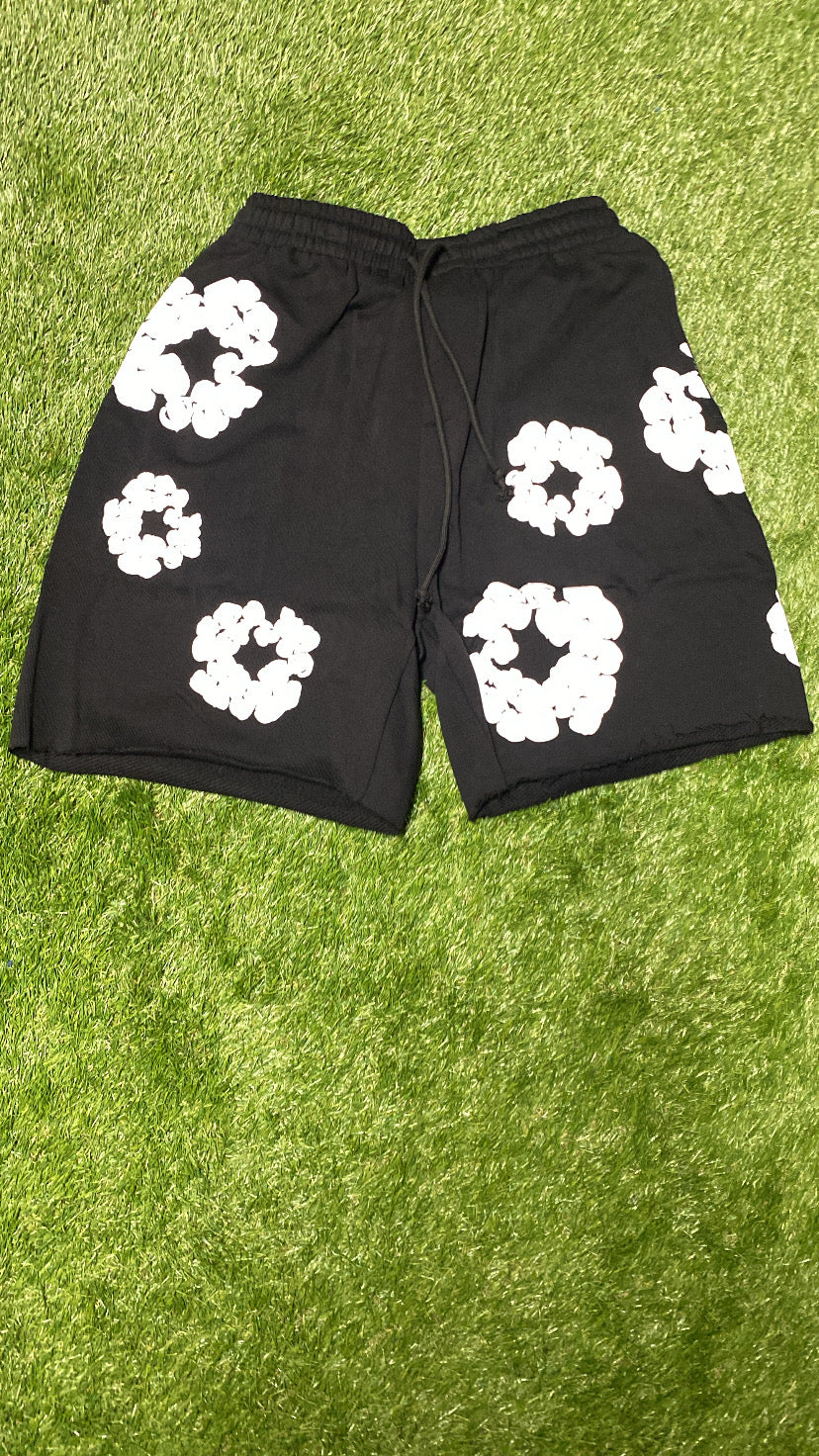 B&W Cotton Wreath Shorts