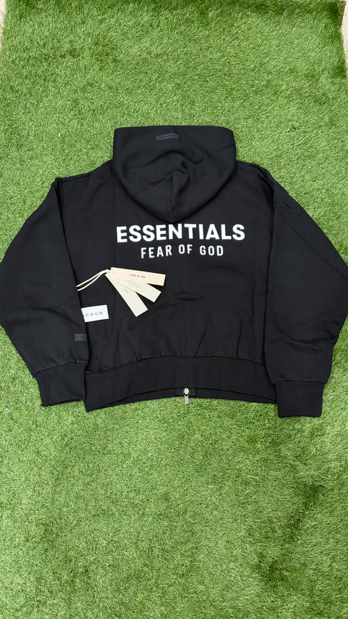 Black Relaxed Zip-Up Hoodie