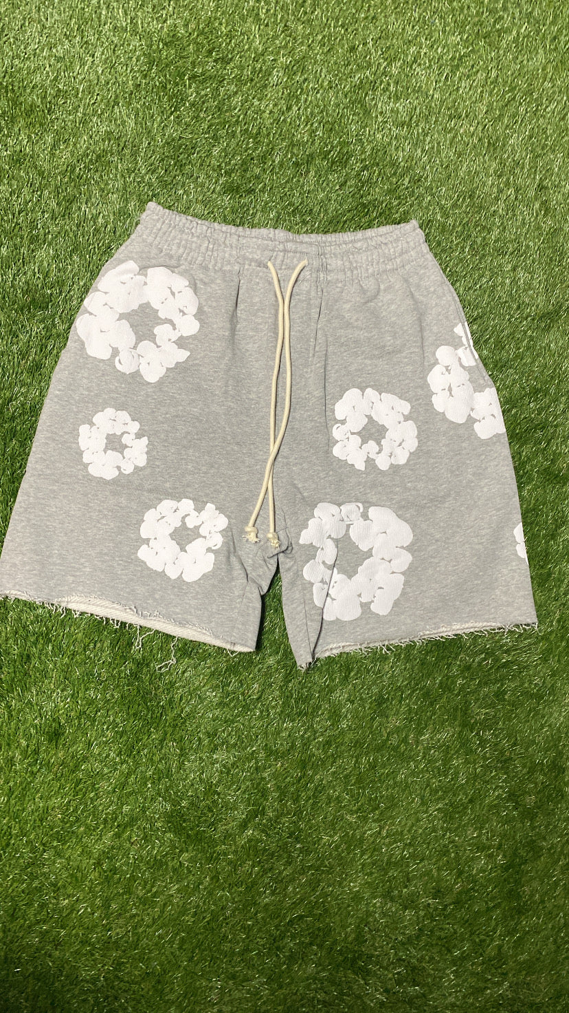 Gray Cotton Wreath Shorts