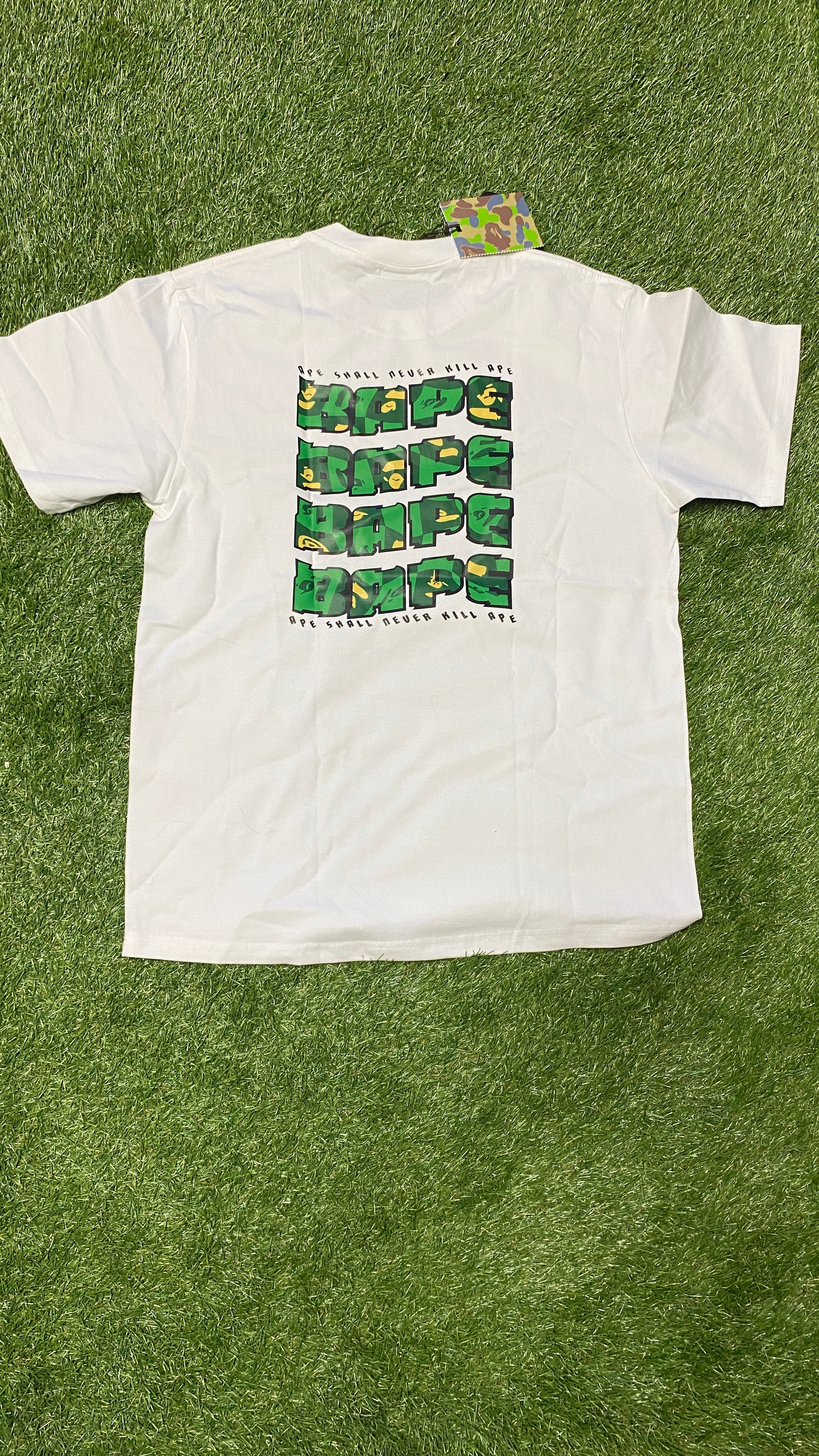 APE White Stroke Camo T Shirt