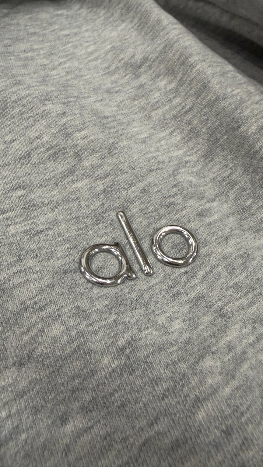 Heather Gray Alo pullover hoodie - Metal chest logo
