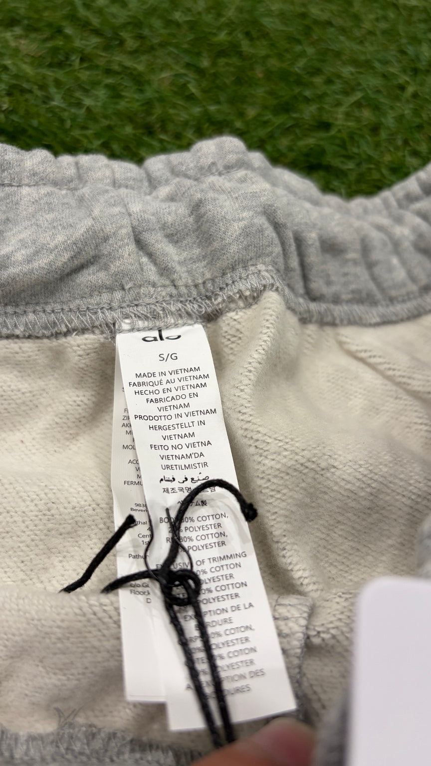 Heather Gray Alo straight-leg sweatpants - Care and size label