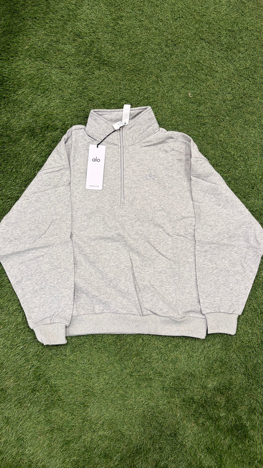 Heather Gray Alo quarter-zip pullover - Full front