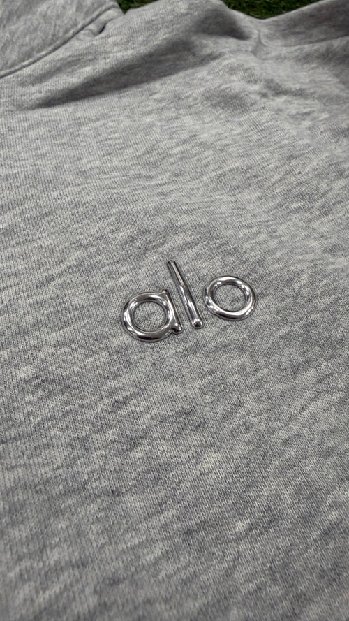 Heather Gray Alo quarter-zip pullover - Metal chest logo