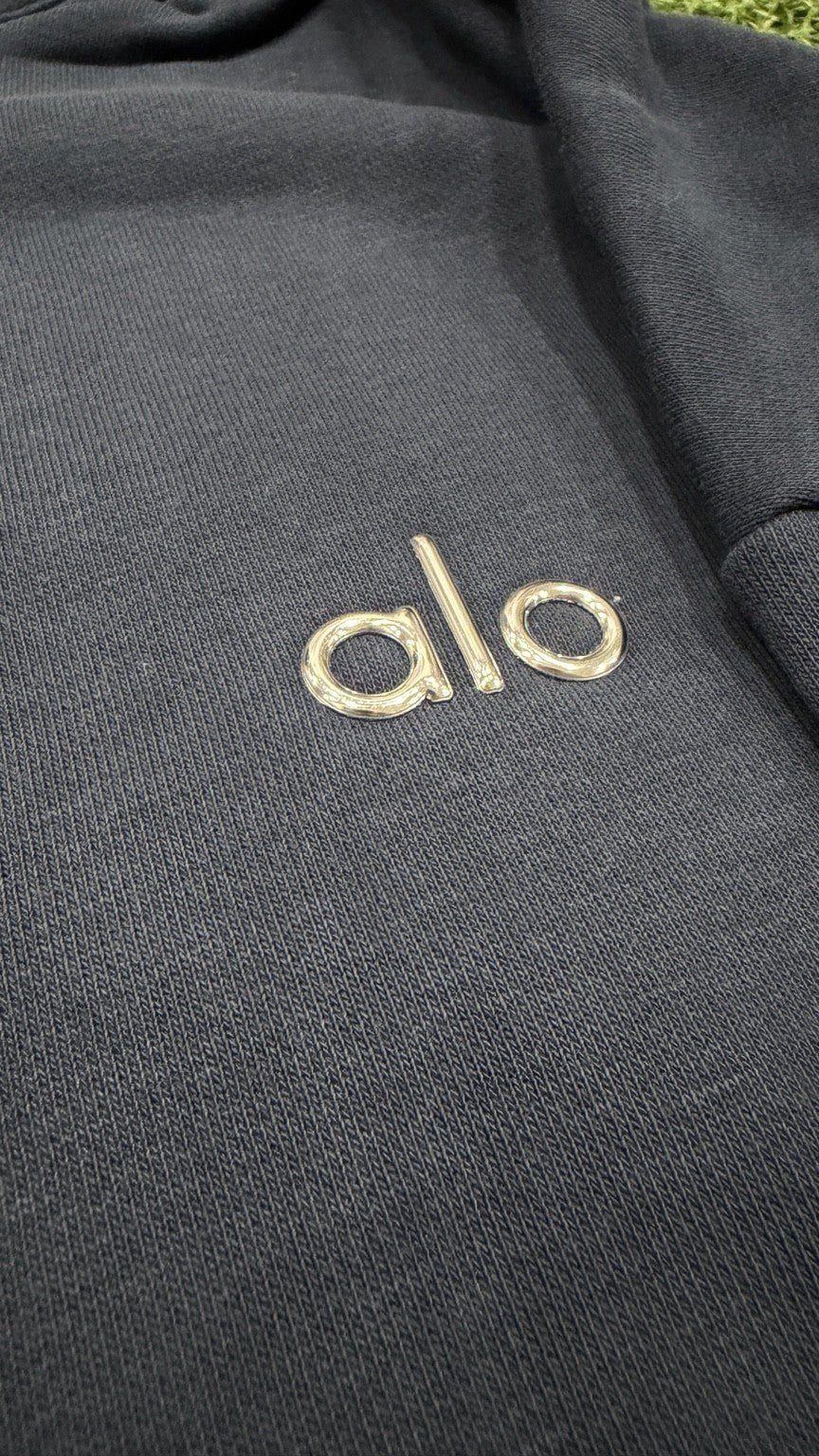 Navy Alo quarter-zip pullover - Metal chest logo