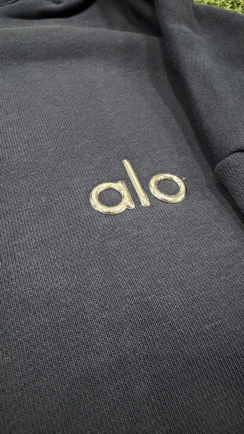 Navy Alo quarter-zip pullover - Metal chest logo