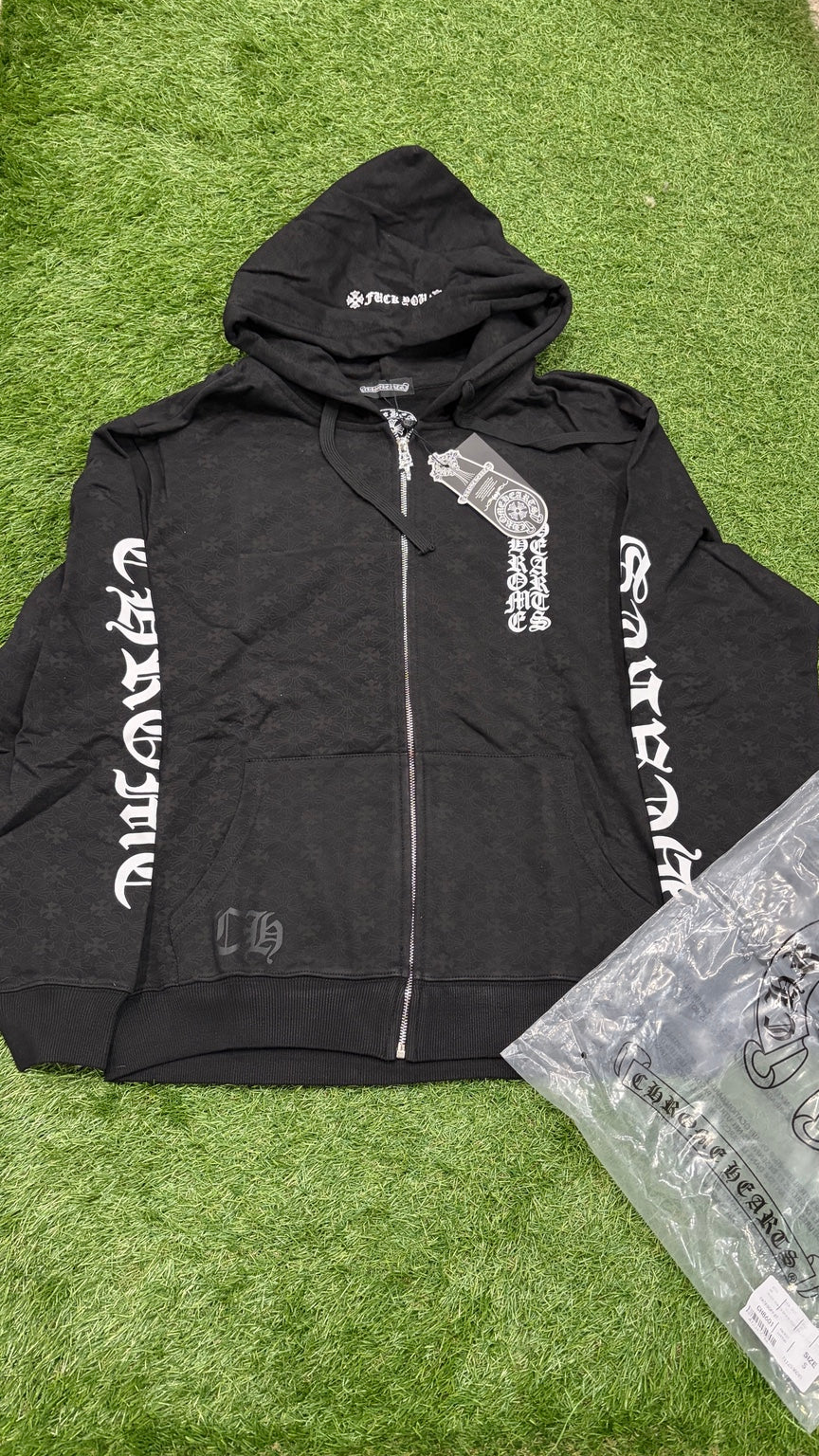 Black full zip gothic hoodie front