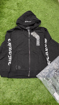 Black full zip gothic hoodie front