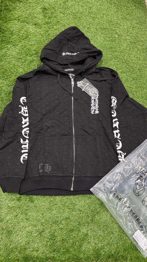Black full zip gothic hoodie front