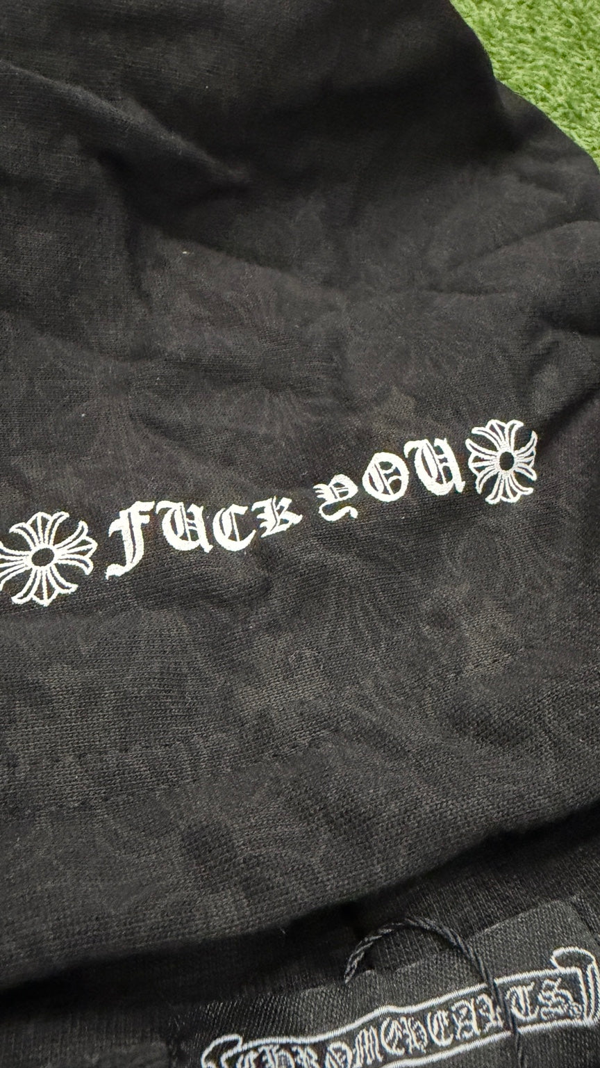 Black gothic full-zip hoodie hood detail