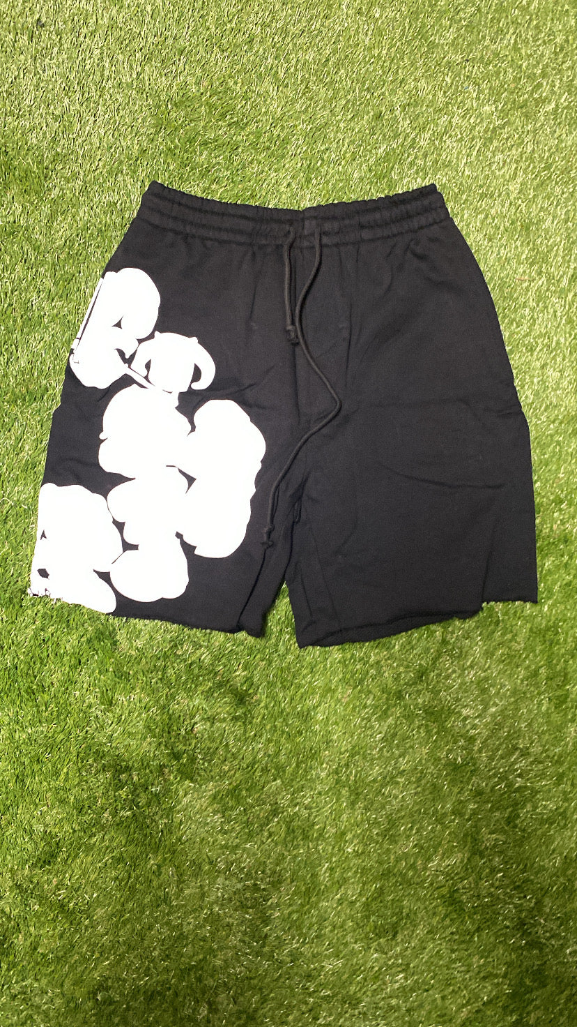 Big B&W Cotton Wreath Shorts