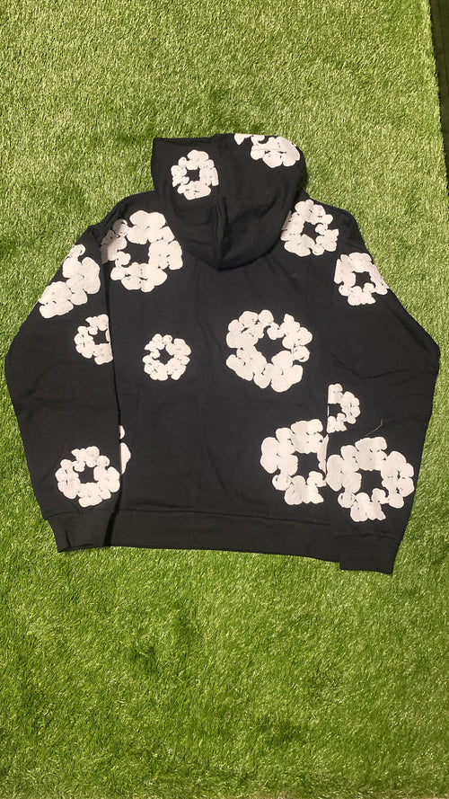 Black and White Cotton Wreath Hoodie