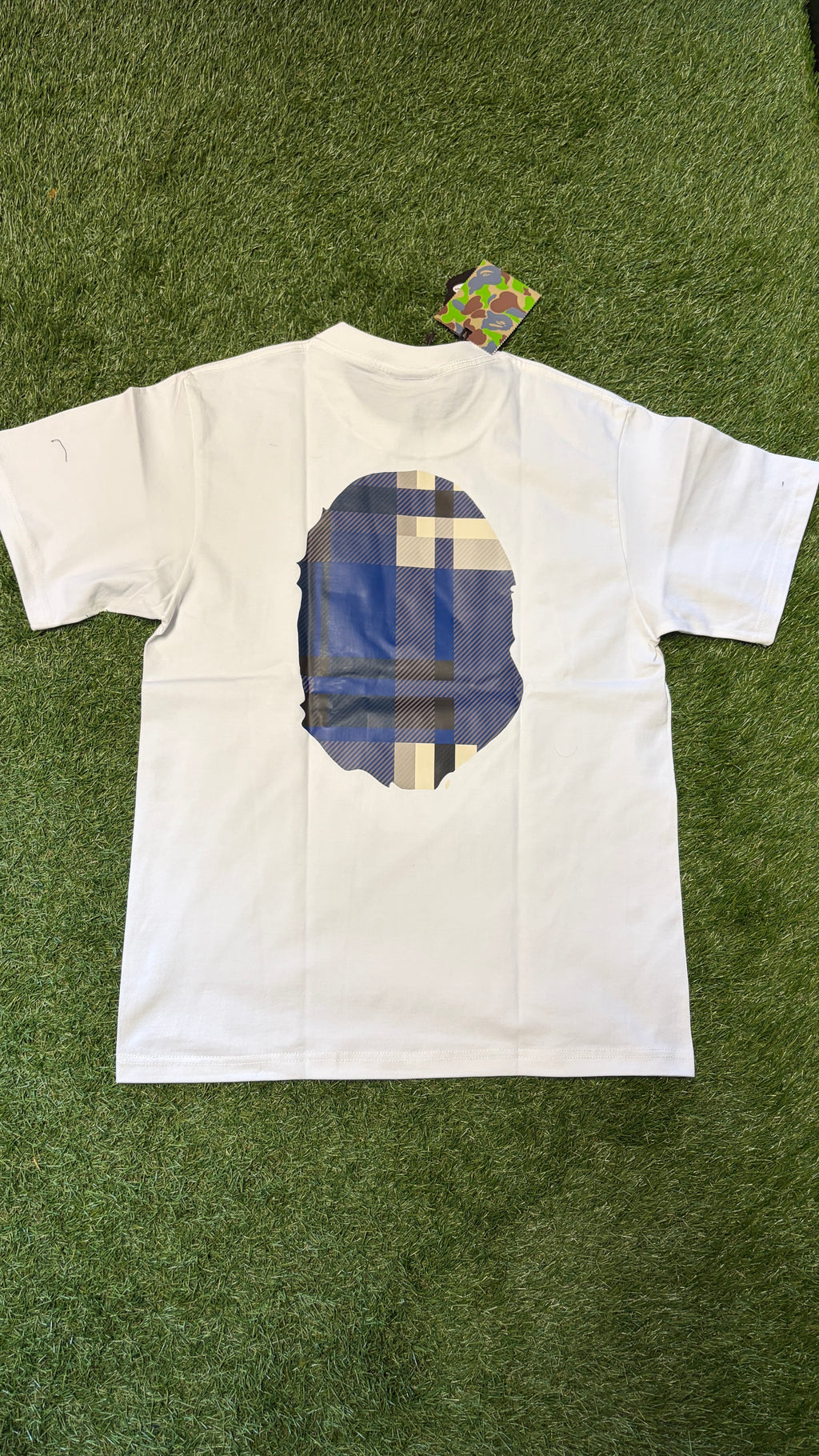 APE White & Blue Check T Shirt
