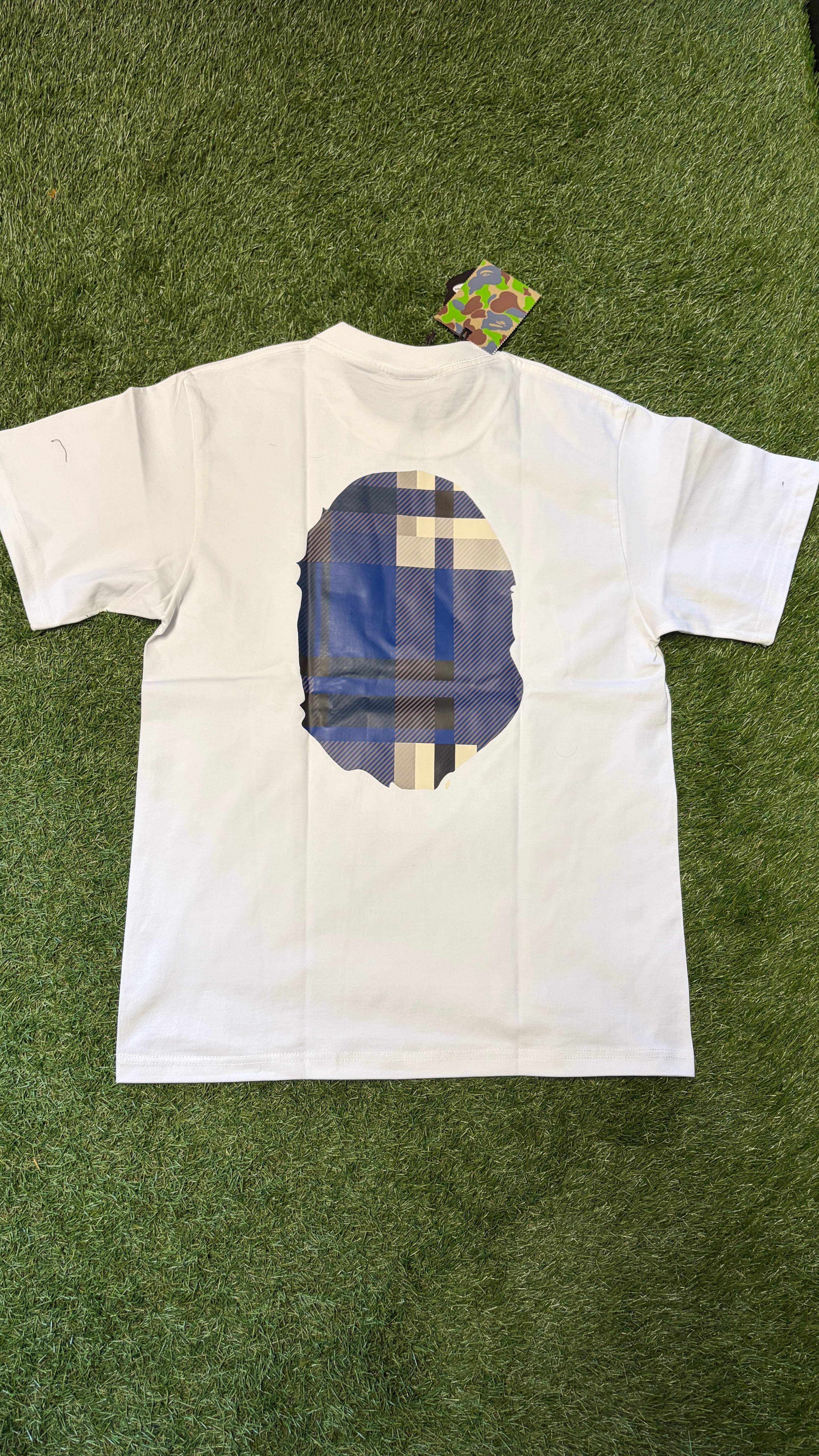 APE White & Blue Check T Shirt