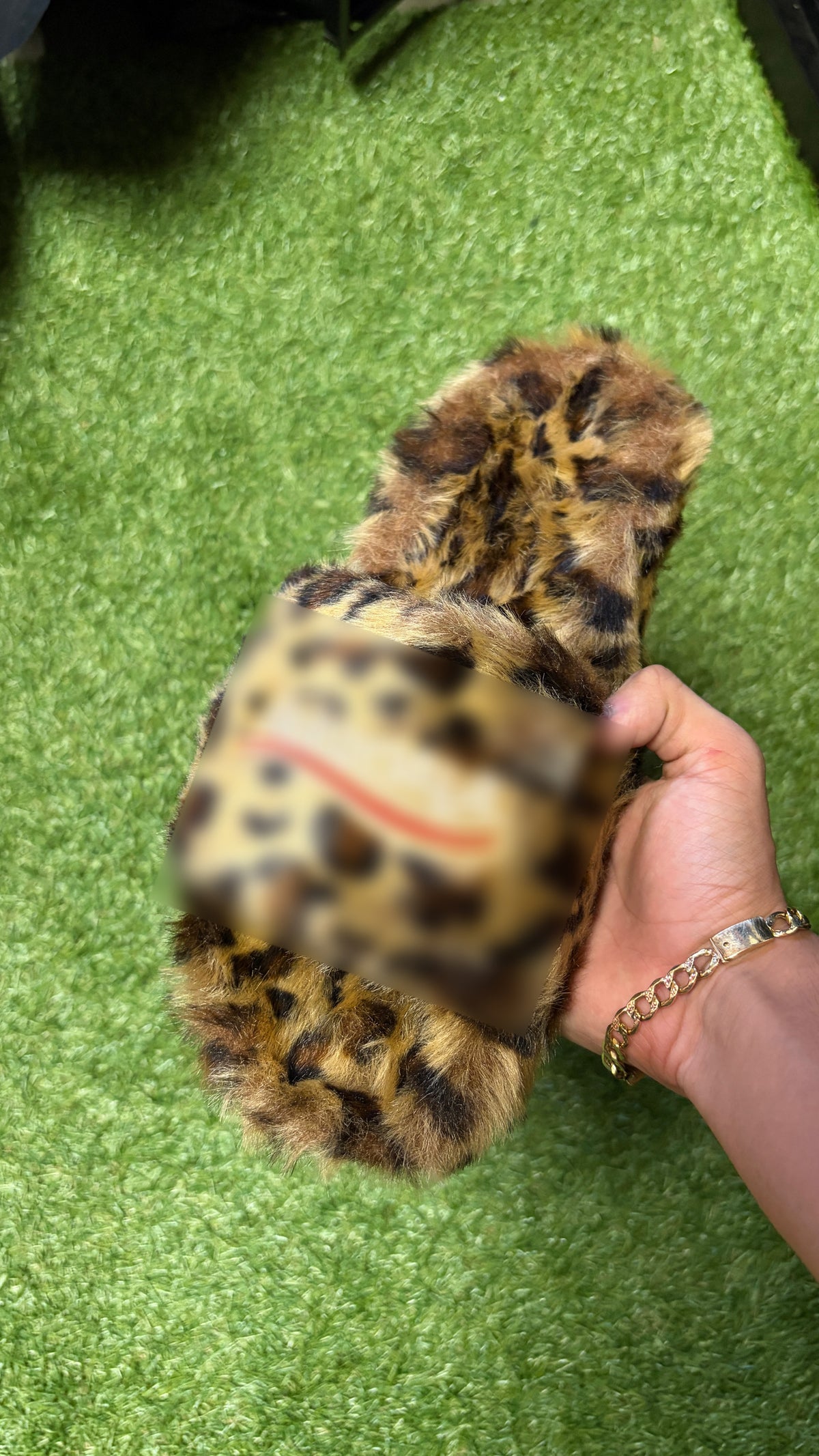 Leopard Faux Fur Slides