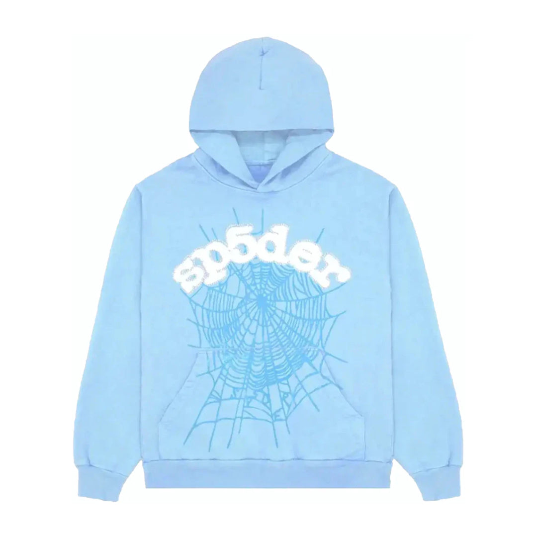 Baby Blue Rhinestone Sp5der Hoodie