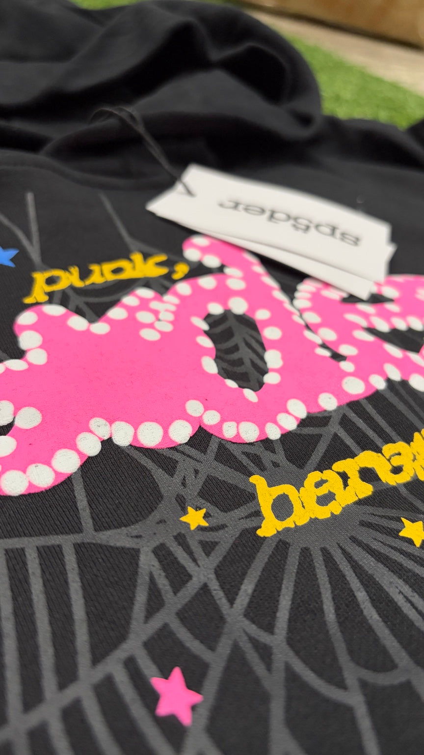 Close-up pink polka dot logo web print