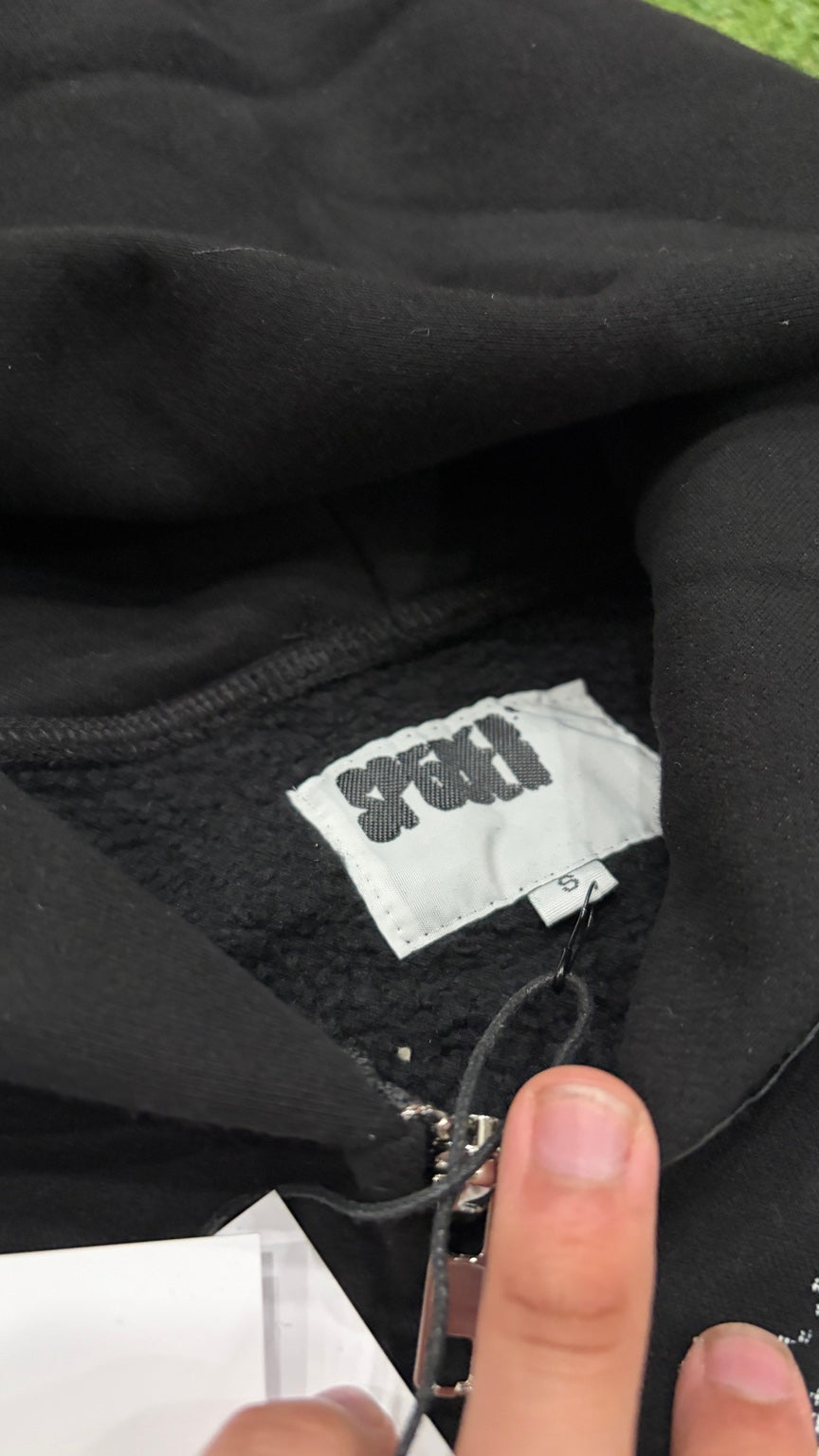 Black full zip hoodie inside neck and size label
