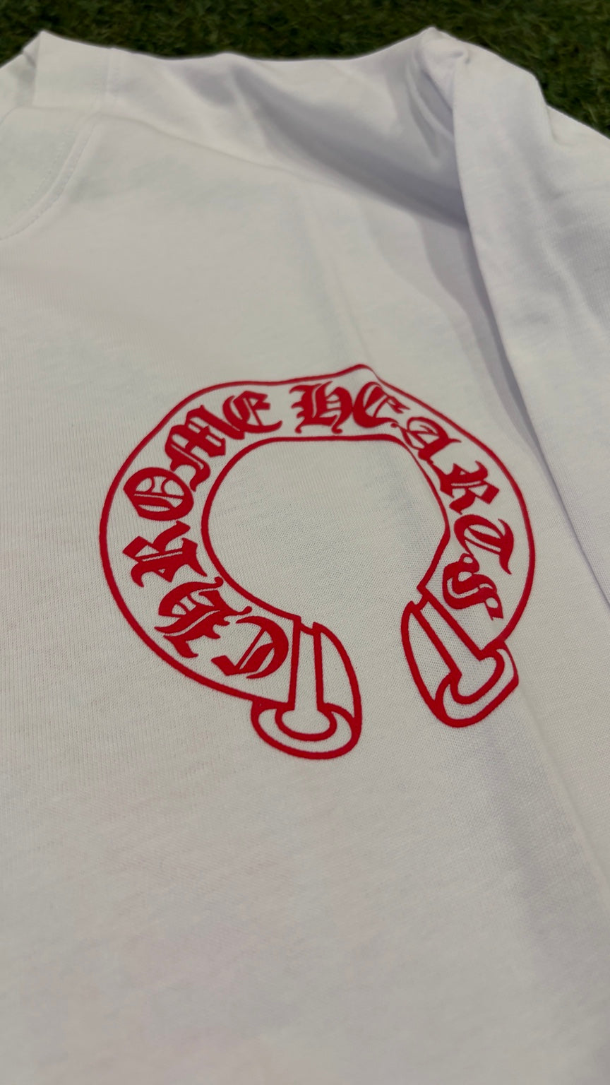 Close-up of red horseshoe on chest